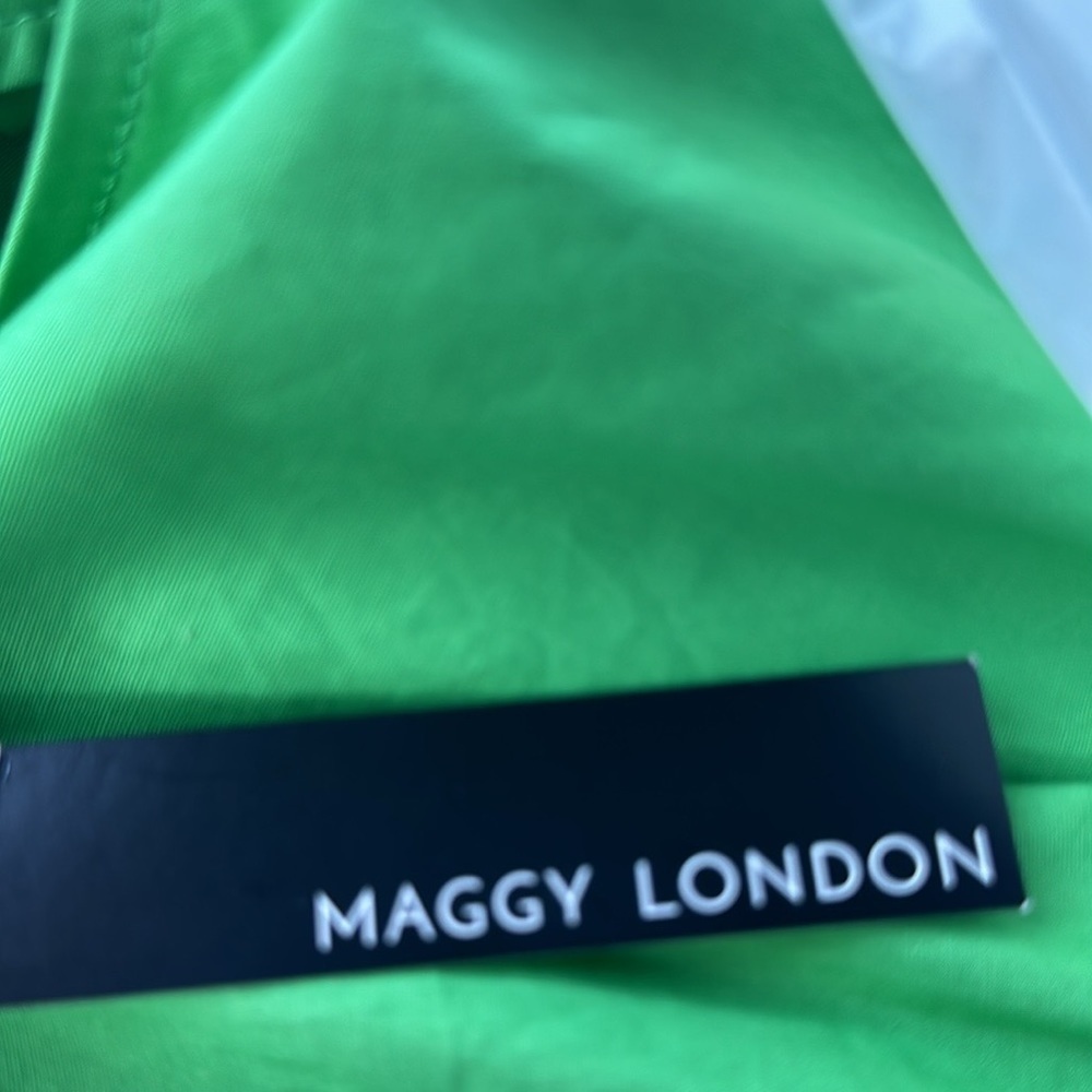 Maggy London Halter Neck Stretch Cotton Midi Dress Vibrant Green Size 12 NWT - Picture 8 of 10
